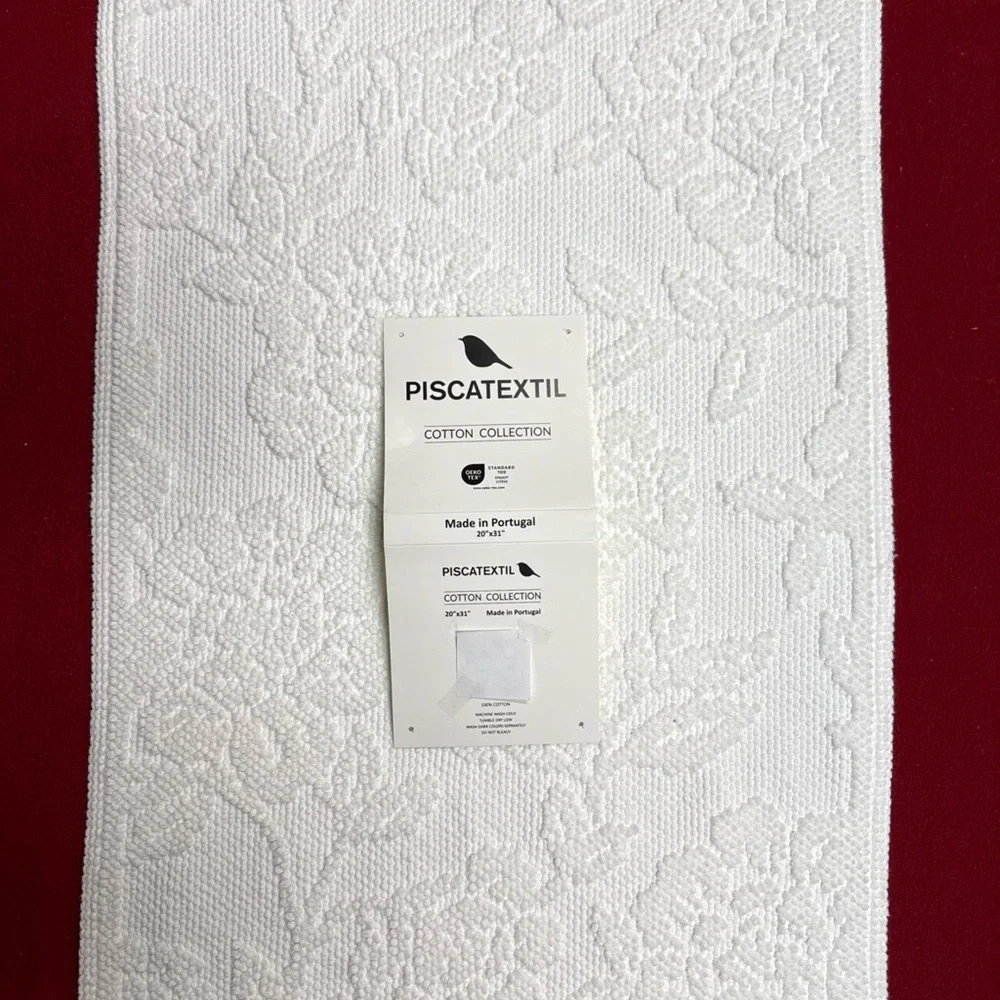 Piscatextile Bath Rug COTTON OEKO-TEX White 20 X31” Made In Portugal NWT